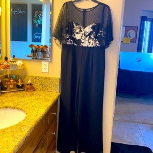 Adrianna Papell Black and White Wide Leg Jumpsuit